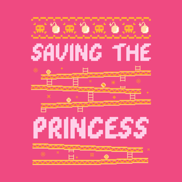 Gamer Saving the Princess Ugly Sweater Style by Alaskan Skald