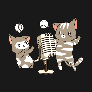 Cute Cats Singing into Microphone T-Shirt