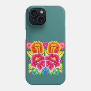 Vibrant colors flower bouquet embroidery mexican handmade folk art clothing Phone Case