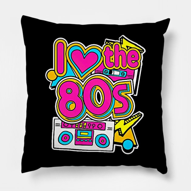 Retro 80's Party Girl Funny Cute Vintage Party Costume Women Pillow by Tater's 