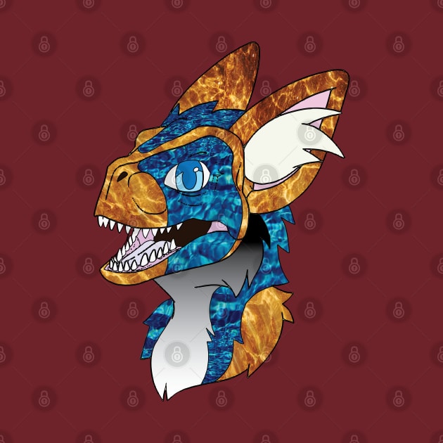 Dino Fursuit Furry Skulldog Fursona blue graphic by Surfer Dave Designs