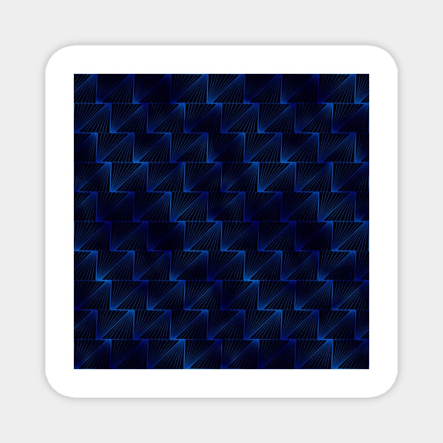 Diagonal Triangles in Black and Classic Blue Vintage Faux Foil Art Deco Vintage Foil Pattern Magnet by podartist