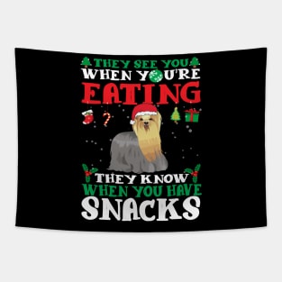 Christmas Dog Eating Snacks Tapestry