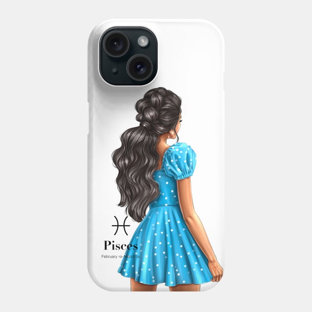 Pisces Zodiac Fashion Girl Phone Case by AllessyArt 