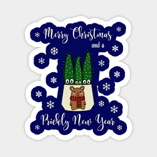 Merry Christmas And A Prickly New Year - Eves Pin Cacti In Christmas Bear Pot Magnet