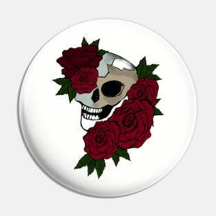 Skull with roses Pin