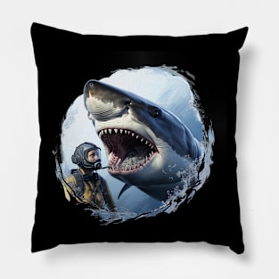 Shark and Diver Pillow