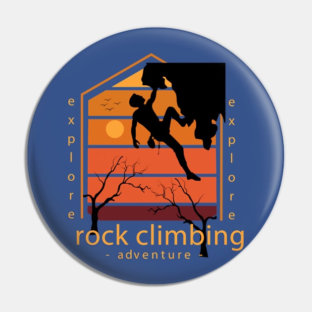 Rock Climbing Adventure Pin by Mako Design 