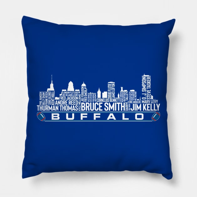 Buffalo Football Team All Time Legends, Buffalo Skyline Pillow by Legend Skyline