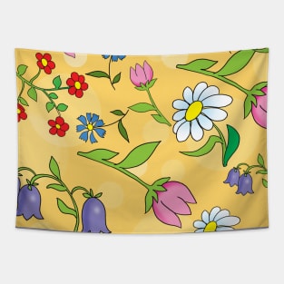 flowers on a yellow background Tapestry