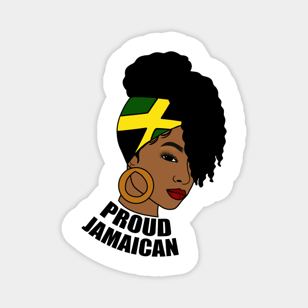 Jamaica Flag, Proud Jamaican Woman, Jamaica Flag, Afro Rasta Magnet by logiamerch