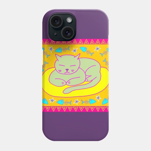 Cat Nap Phone Case by funkyfolkart