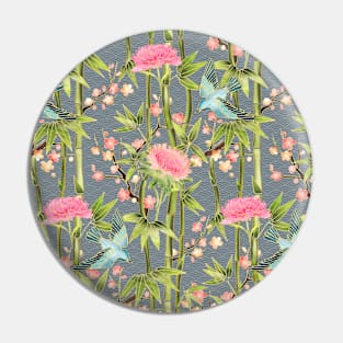 Bamboo, Birds and Blossom - grey Pin