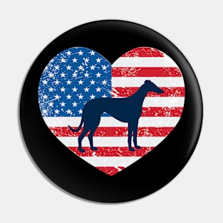 American Flag Heart Love Whippets Usa Patriotic 4Th Of July Pin