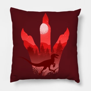 Utahraptor Silhouette Red Dino Lover Gift Pillow