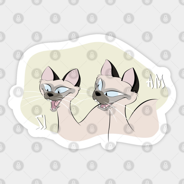 Lady And The Tramp Si And Am Cats Siamese Cats Sticker