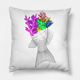 Surrealism Coral Fish Pillow