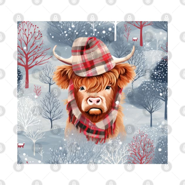 Christmas Highland Cow by TooplesArt