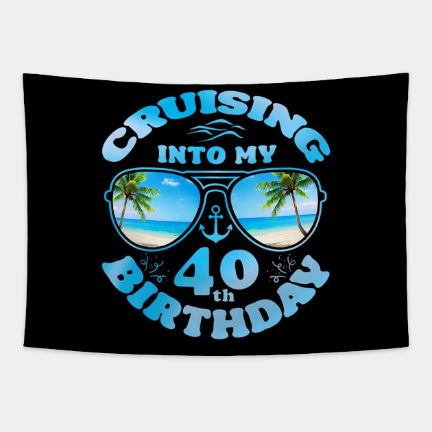 Cruising Into My 40th Birthday-40th Birthday Cruise Matching Tapestry by Cortes1