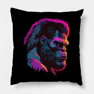 Synthwave Glitch Art Gorilla Pillow