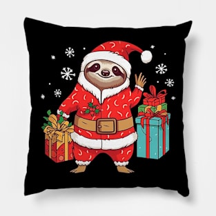 Funny Sloth Santa Claus Merry Christmas Xmas Sloth Lover Pillow