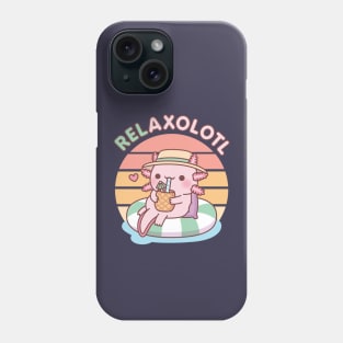 Cute Axolotl Chill On Pool Float Relaxolotl Funny Pun Phone Case