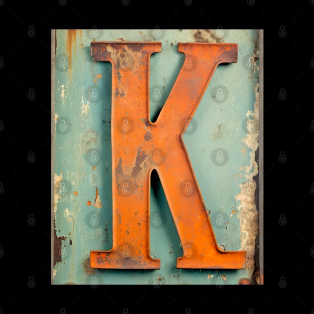 Rusty Letter "K" Monogram K initial by Mind Your Tee