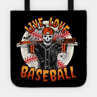 Funny Halloween Baseball Saying Quote Live Life Baseball Tote