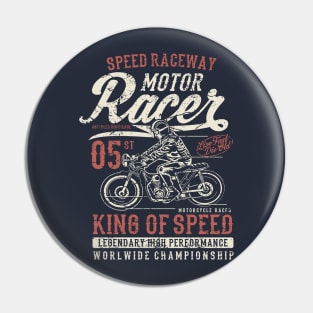 Speed Raceway Motor Racer King Of Speed Pin