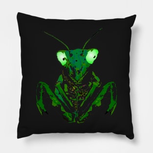 Praying Mantis with glowing eyes Pillow