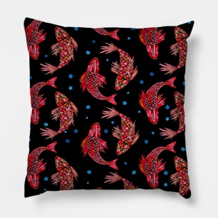 Pisces Koi carp two fishes aquarelle watercolor pattern Pillow