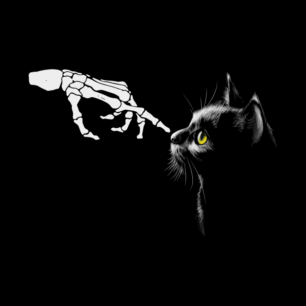 Skeleton Hand On Cat Nose Funny Halloween by TheDesignDepot