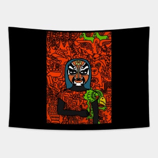 Unleash the Gangster Vibes: NFT Character - FemaleMask Doodle Al Capone Edition on TeePublic Tapestry