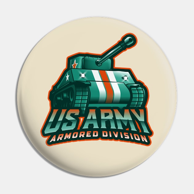 US Army Armored Division Tank Pin by Tip Top Tee's