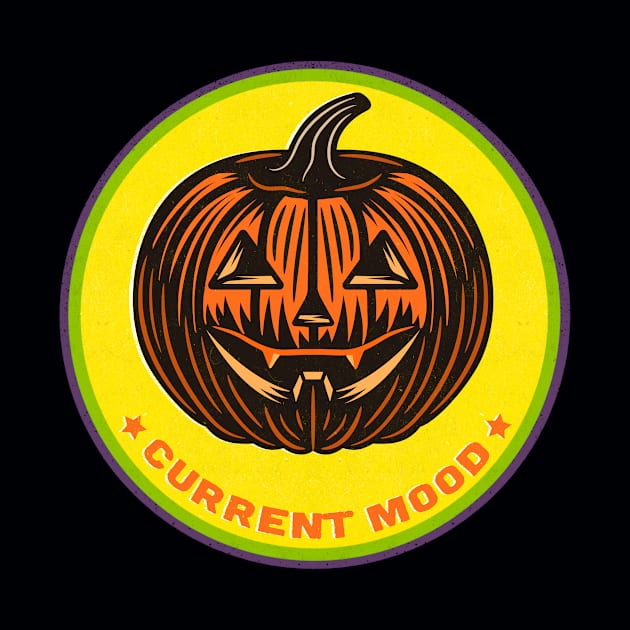 Current Mood Halloween Jack O Lantern Distressed Badge by LittleBunnySunshine