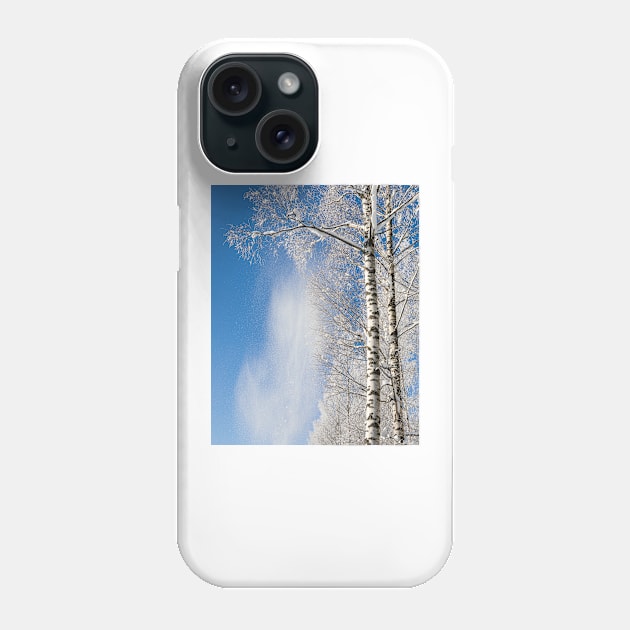 Snow falling from trees Phone Case by Juhku