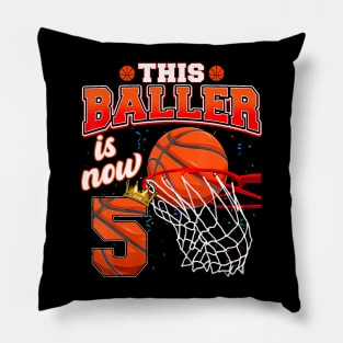 This Basketball Baller Is Now 5 Years Old Happy My Birthday Pillow