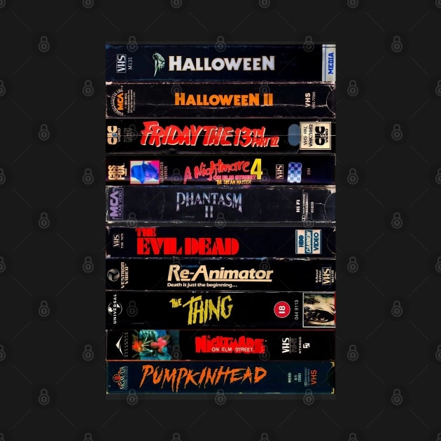 Retro Horror Movies VHS Stacks by HipHopTees