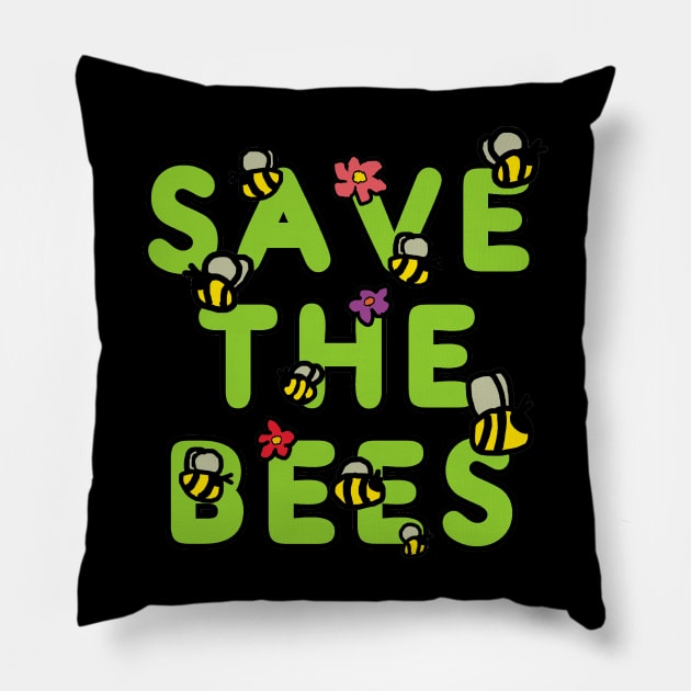 Save The Bees Pillow by Mark Ewbie