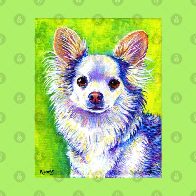 Cute Long Haired Chihuahua Dog by rebeccawangart