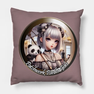 Patchwork Panda Girls Pillow