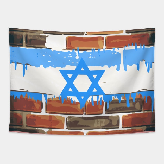 Israeli Flag on Bricks Painting Tapestry by Mey Designs