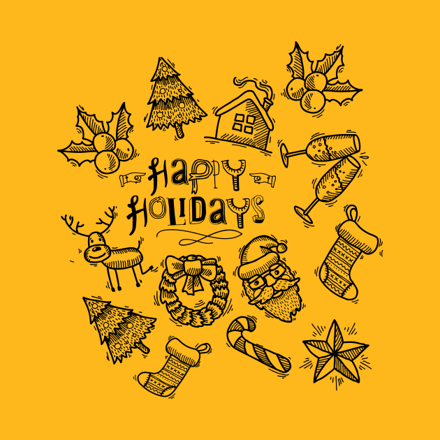 All of Christmas in one sketch! - Happy Christmas and a happy new year! - Available in stickers, clothing, etc by Crazy Collective