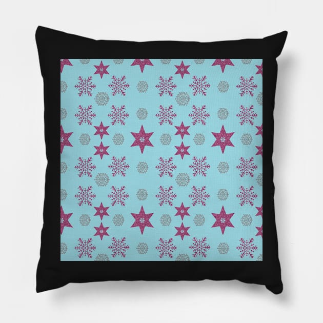 Christmas Snowflake and Star Design Pillow by sarahwainwright