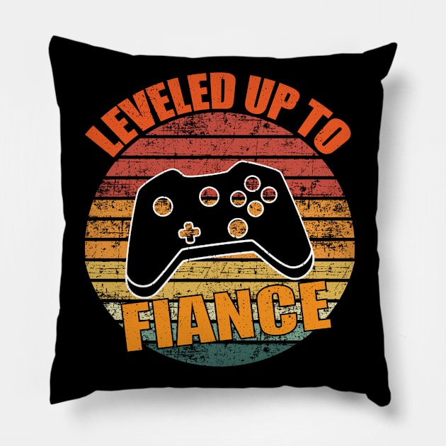 Leveled Up To Fiance Funny Gaming Couple Gift Pillow by designs4up