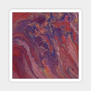 Marbled paint pour red universe Magnet