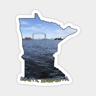 Minnesota State Outline (Duluth and Aerial Lift Bridge) Magnet