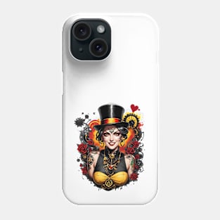 Steampunk Gothic Bohemian girl retro vintage floral poster Phone Case