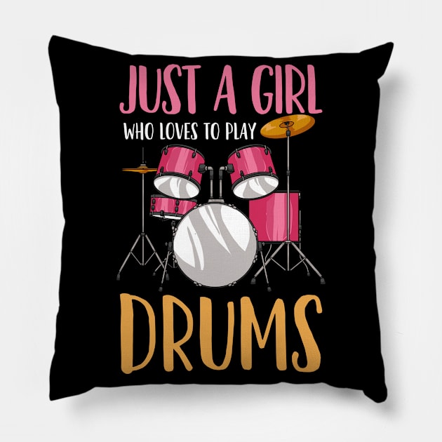 Drummer Girl Drumset Drumming Pillow by CreativeGiftShop