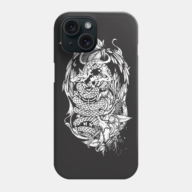 Snake Dragon (white) Phone Case by fatline